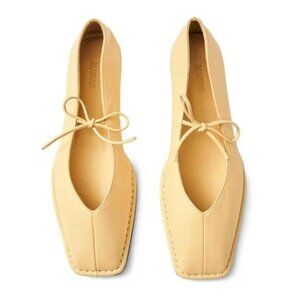 ALOHAS Cream Square-Toe Flats with Bow